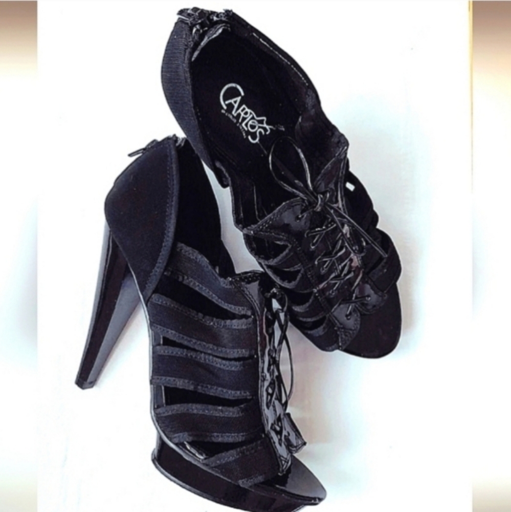 Carlos by Carlos Santana Platform Shoes w Peep Toe D'Orsay Heels Womens 8M Black - Picture 2 of 9